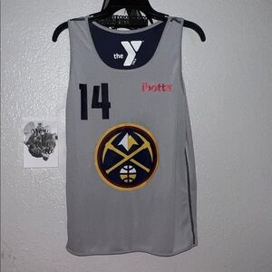 Gray and blue Denver Nuggets reversible Jersey with Logo youth kids Large